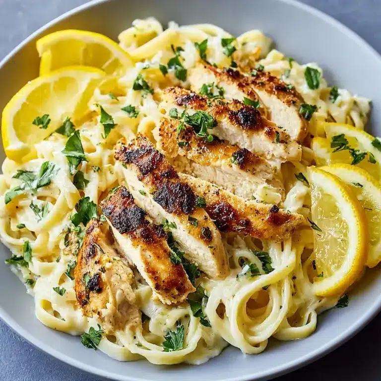 To plate, scoop the creamy lemon pasta onto a plate and top it with the sliced chicken Recipe