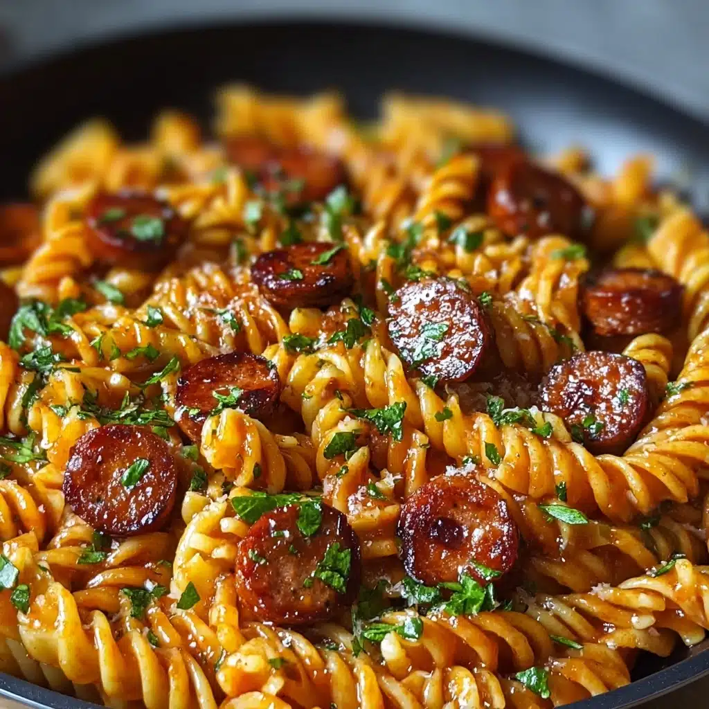 One-Skillet Spicy Honey BBQ Sausage & Pasta Recipe - Recipe Image