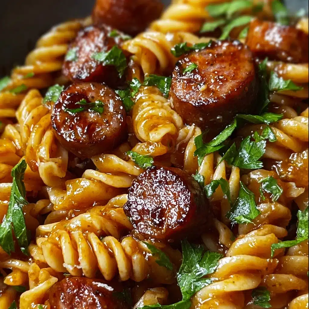 One-Skillet Spicy Honey BBQ Sausage & Pasta Recipe - Recipe Image