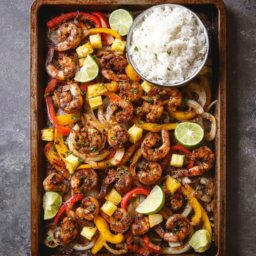 Sheet Pan Jerk Shrimp with Coconut Rice Recipe - Recipe Image