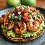 Grilled Shrimp Tostadas with Guacamole & Pico de Gallo Recipe