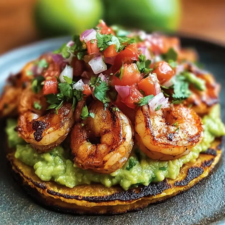 Grilled Shrimp Tostadas with Guacamole & Pico de Gallo Recipe