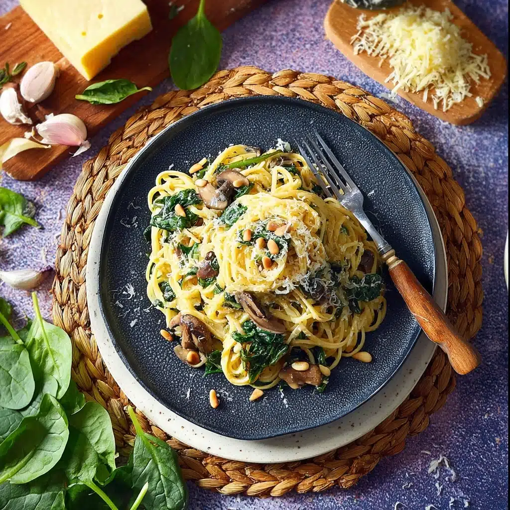 Creamy Mushroom And Spinach Pasta Recipe - Recipe Image