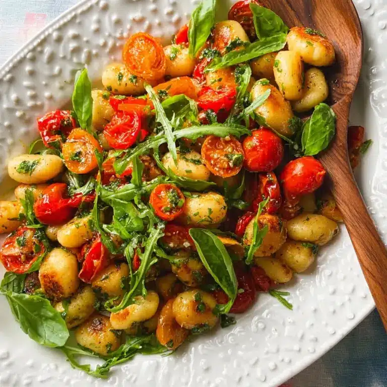 Low FODMAP Roasted Gnocchi With Tomatoes, Basil & Arugula Recipe