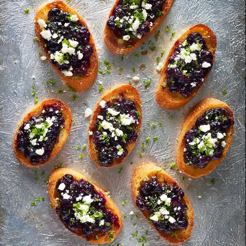 Roasted Blueberry French Toast Crostini Recipe - Recipe Image