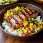 Grilled Salmon with Mango Salsa & Coconut Rice Recipe