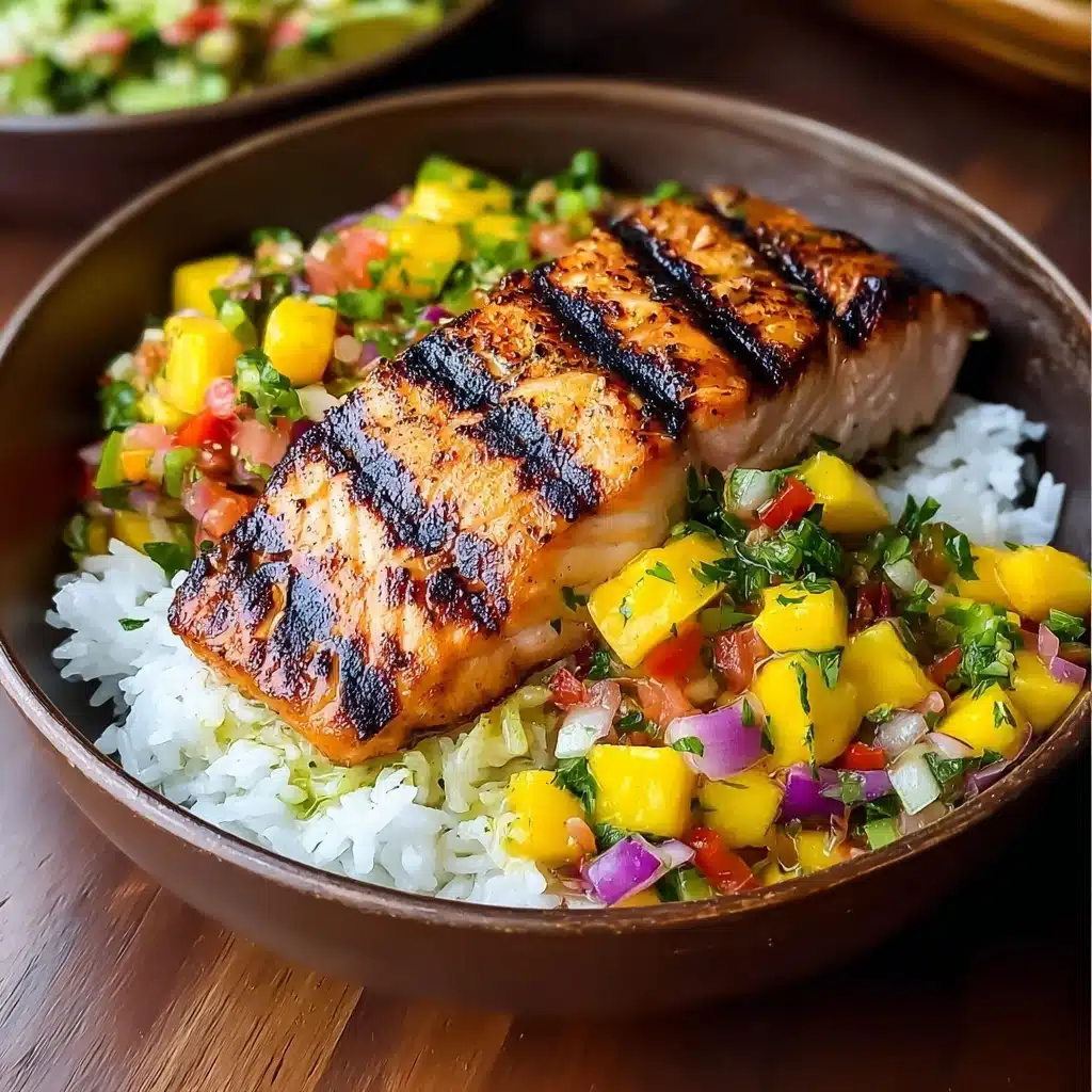Grilled Salmon with Mango Salsa & Coconut Rice Recipe