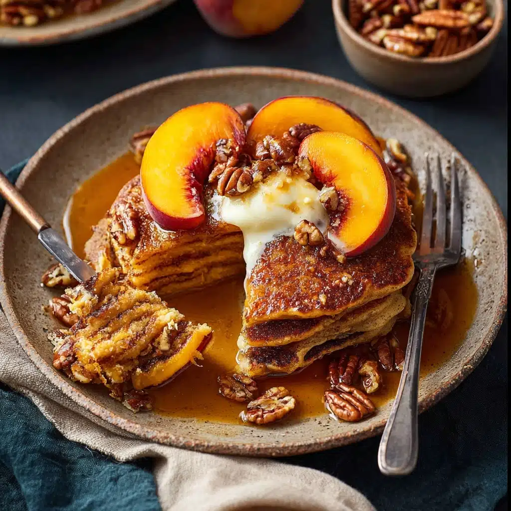 Peach Pancakes with Cinnamon Maple Syrup Recipe - Recipe Image