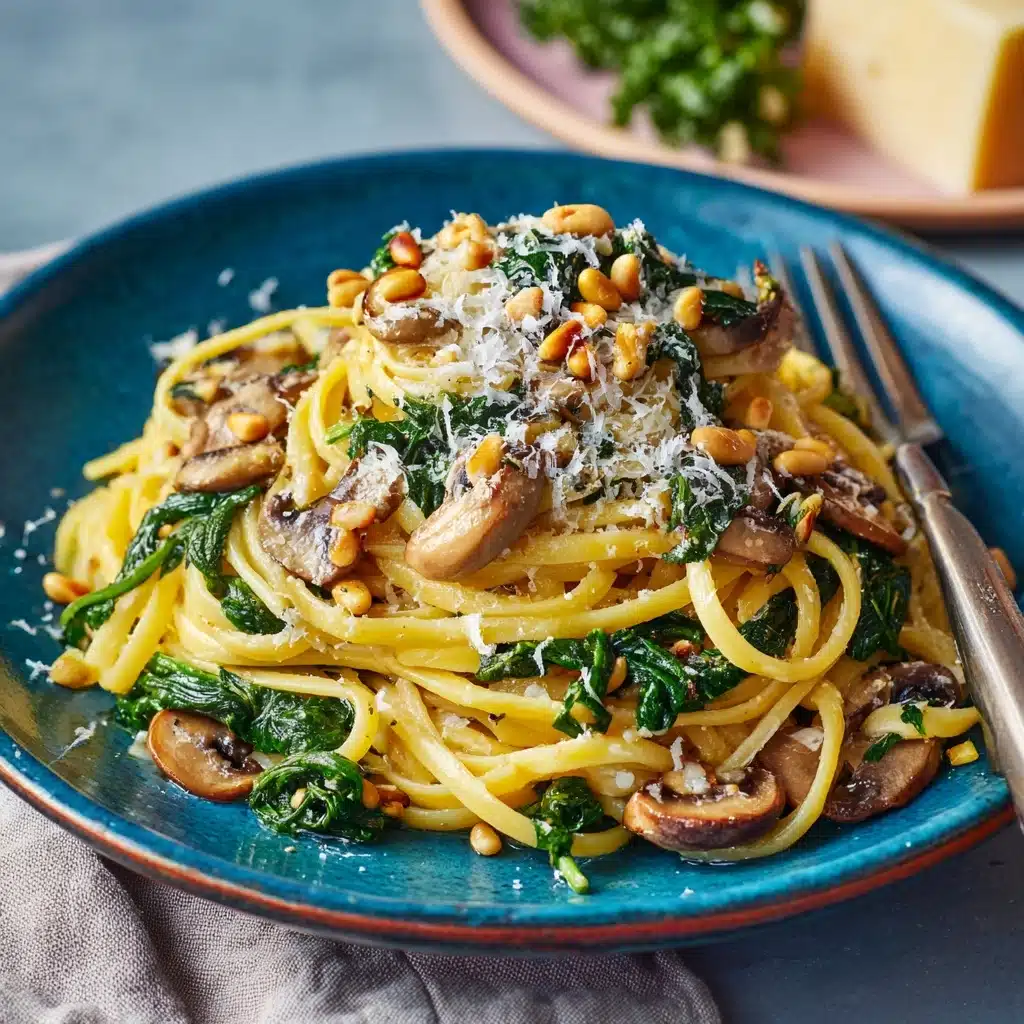 Creamy Mushroom And Spinach Pasta Recipe - Recipe Image