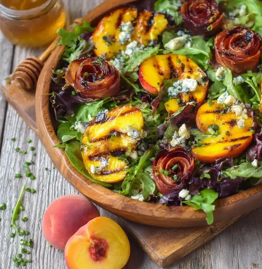 Grilled Peach Salad with Honey Vinaigrette Recipe - Recipe Image