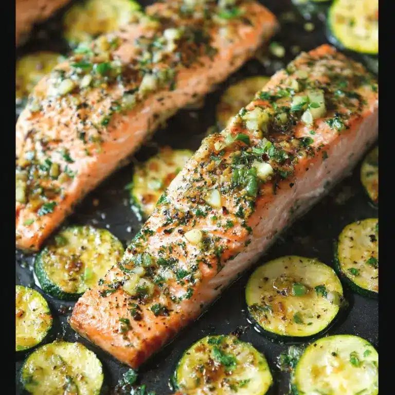 Place the baking sheet in the preheated oven and bake for 15-20 minutes, or until the salmon is cooked through (it should reach an internal temperature of 145°F or 63°C) and the zucchini is tender with golden edges Recipe