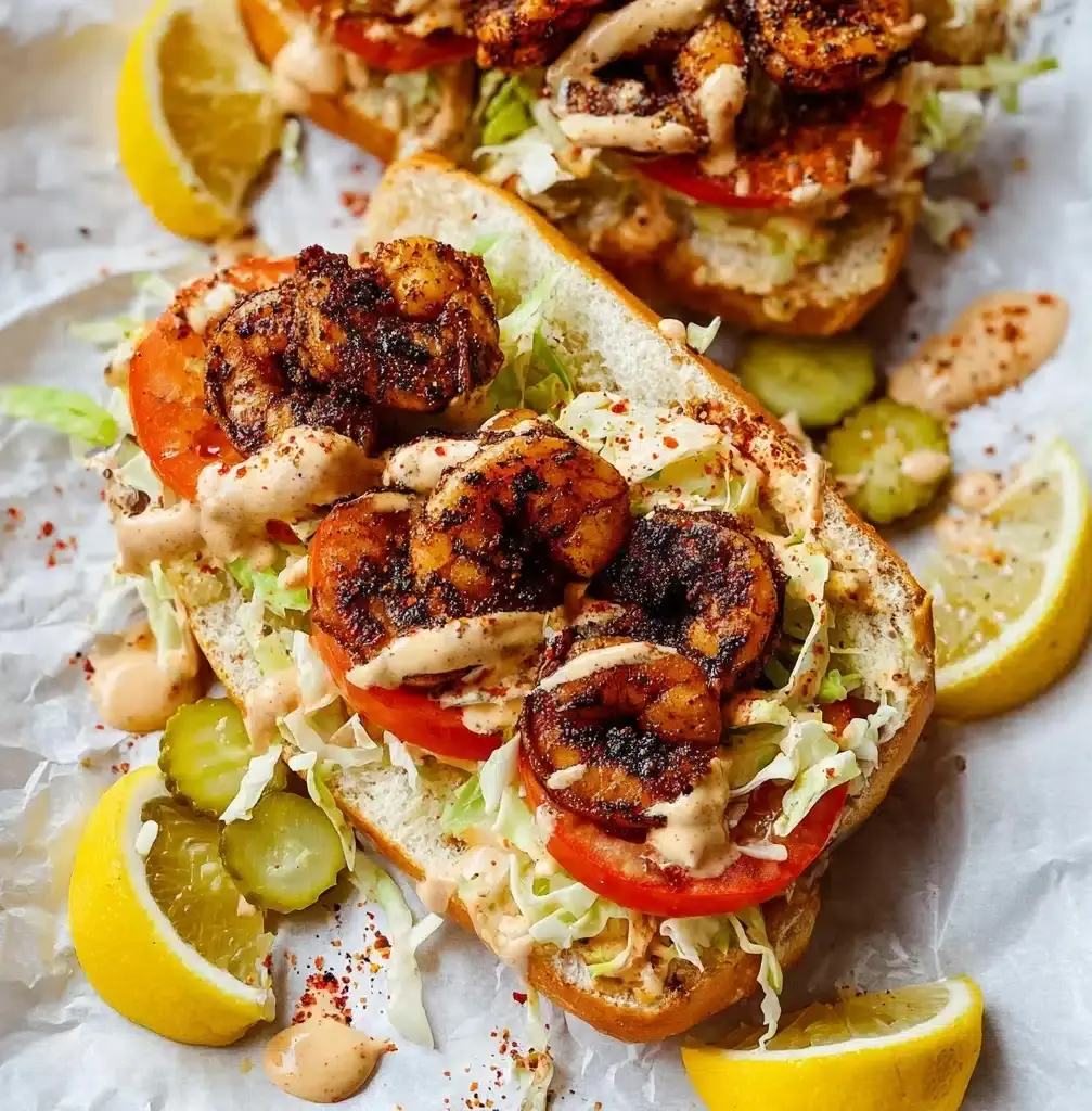 Blackened Shrimp Po Boys Recipe - Recipe Image