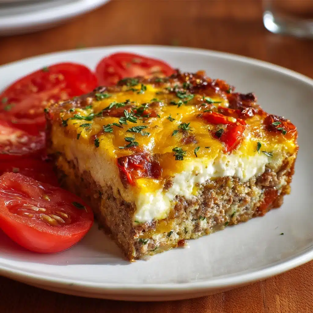 Cheesy Loaded Meatloaf Casserole with Vegetables Recipe - Recipe Image