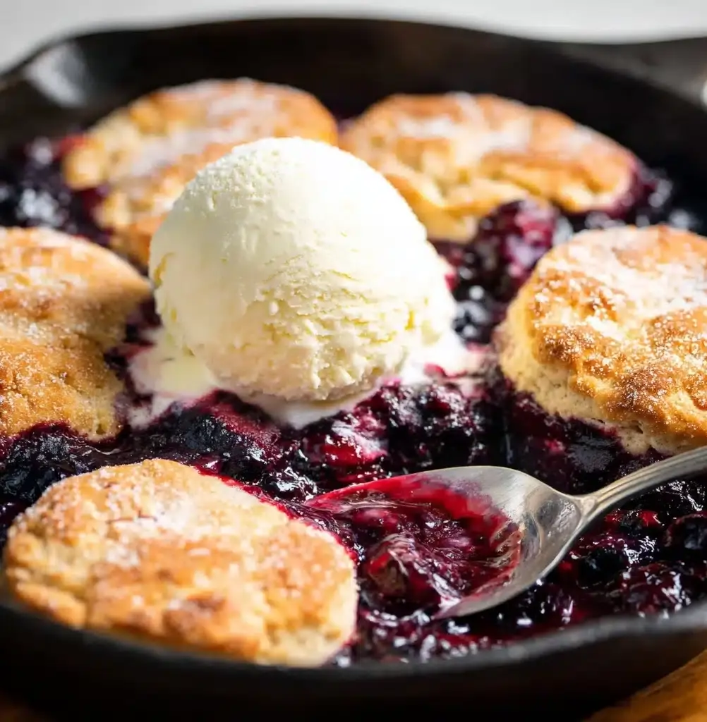 Skillet Berry Cobbler with Buttermilk Biscuits Recipe - Recipe Image
