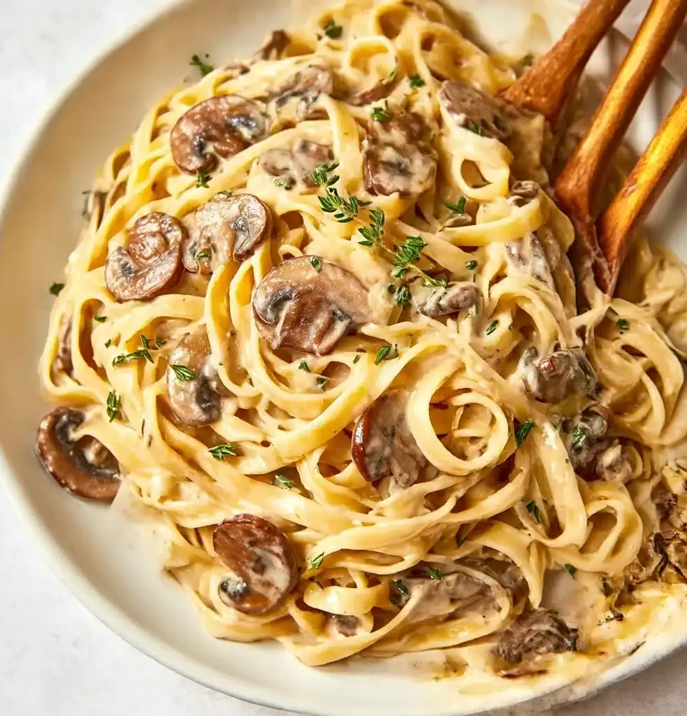 Date Night Mushroom Fettuccine Alfredo Recipe - Recipe Image