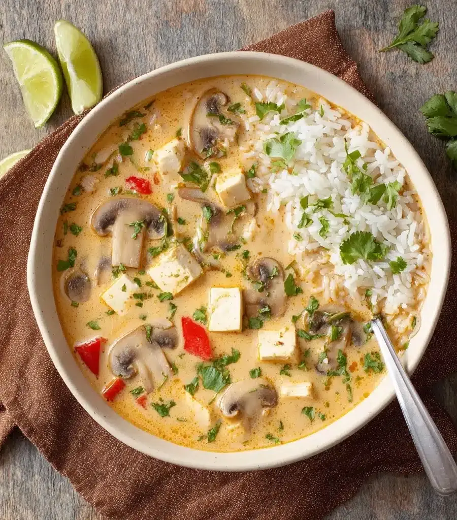 Thai Coconut Soup with Tofu and Rice Recipe - Recipe Image