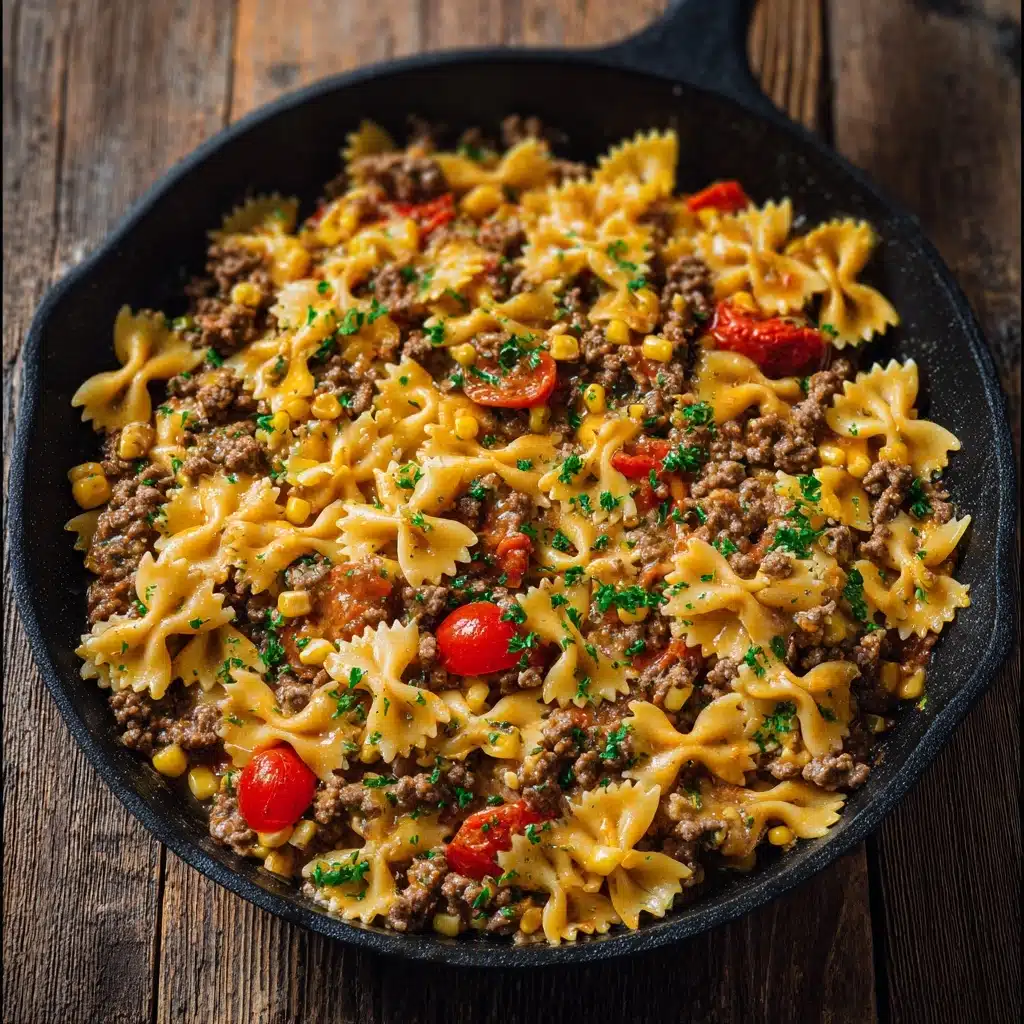Creamy Ranch Beef Bowtie Skillet with Sweet Corn Magic Recipe - Recipe Image