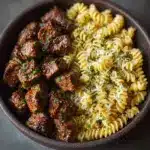 Garlic Butter Steak Bites with Creamy Parmesan Pasta Recipe