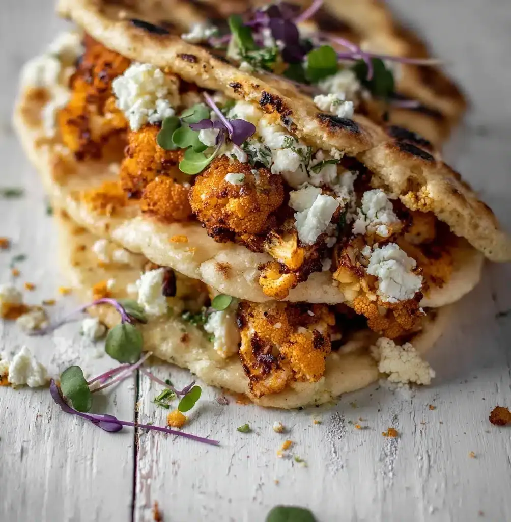 Chipotle Roasted Cauliflower Pitas Recipe - Recipe Image