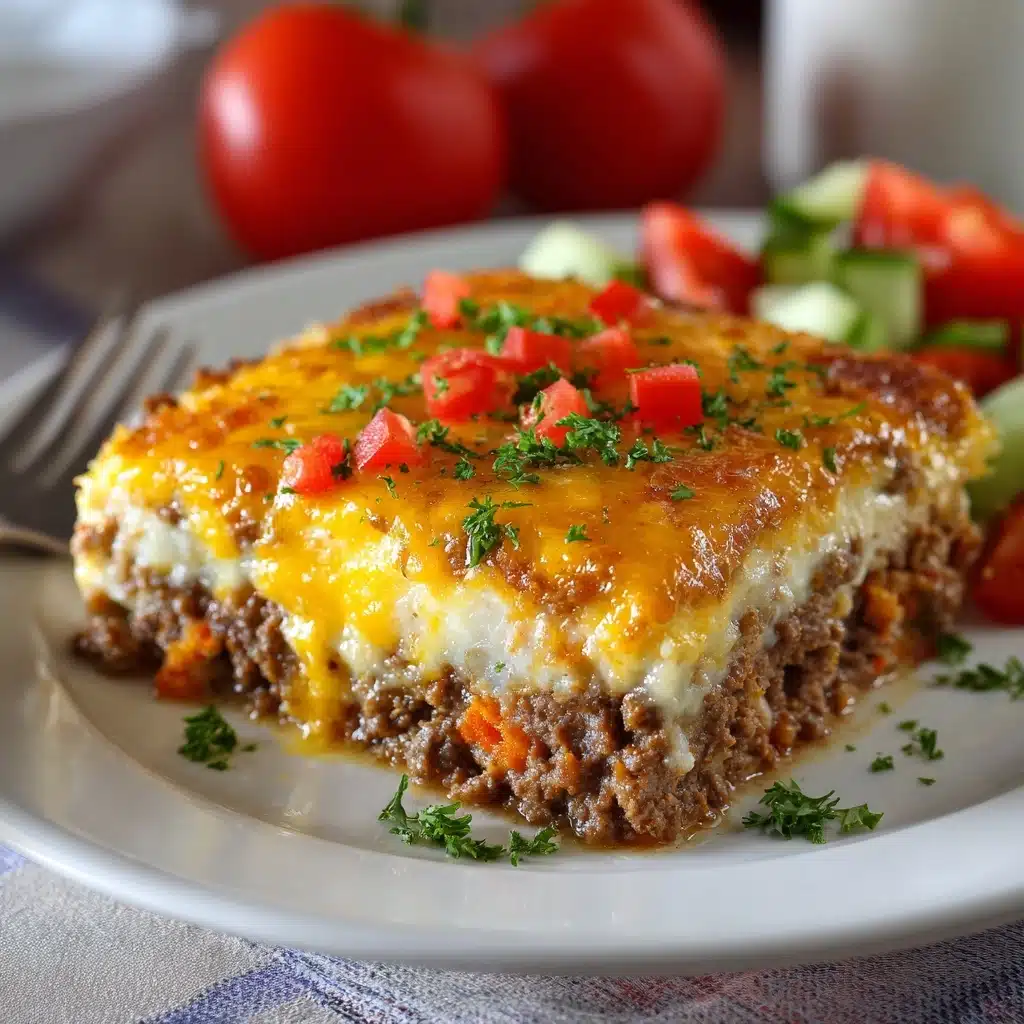 Cheesy Loaded Meatloaf Casserole with Vegetables Recipe - Recipe Image