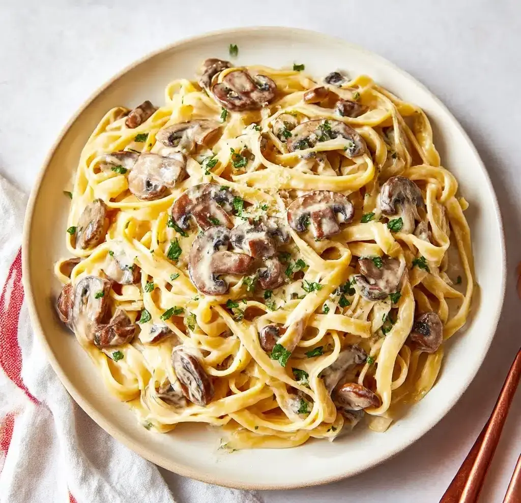 Date Night Mushroom Fettuccine Alfredo Recipe - Recipe Image