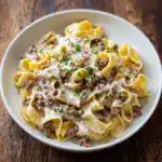Creamy Ground Beef Alfredo Pasta Recipe