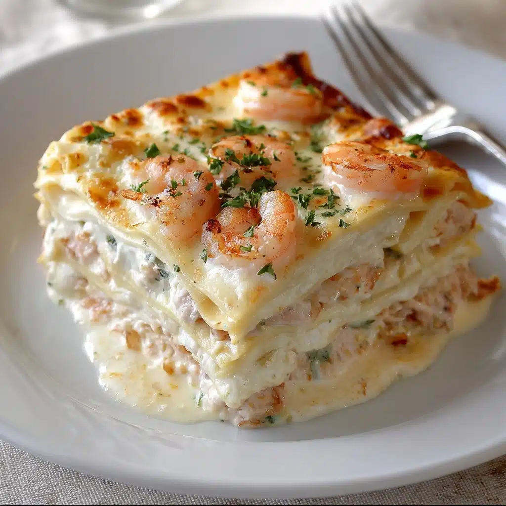 Shrimp Lasagna with White Sauce and Cheese Recipe - Recipe Image
