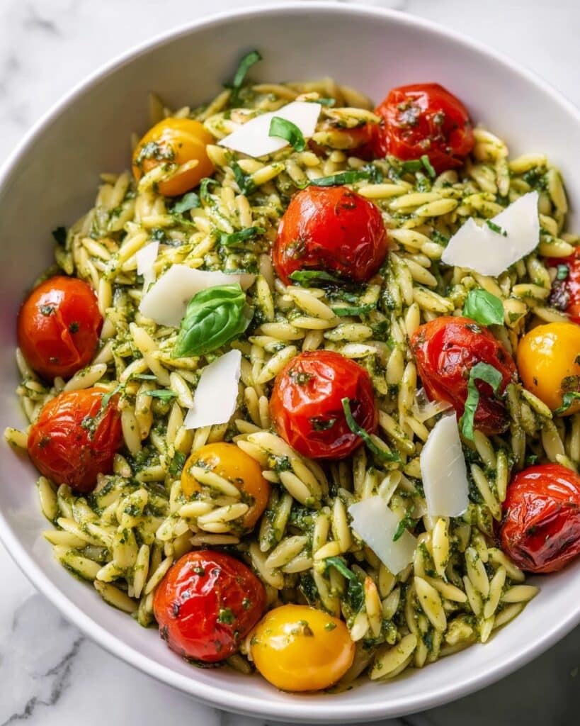 Basil Pesto Orzo with Cherry Tomatoes: Perfect Easy Summer Pasta Recipe