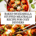 Baked Mozzarella Stuffed Meatballs Recipe