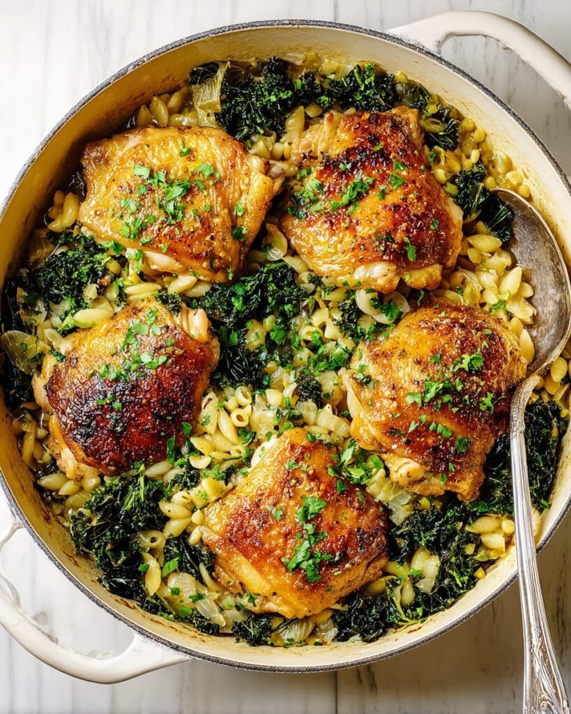 One-pot Garlicky Chicken Thighs & Giant Couscous Recipe