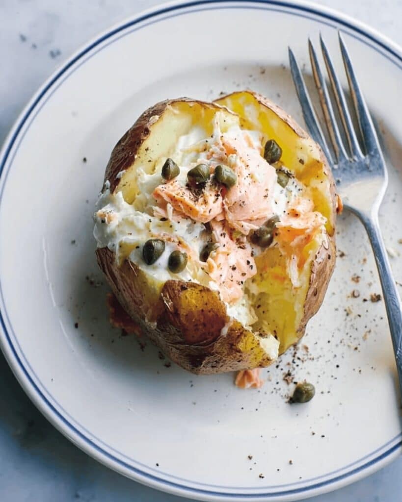 Perfect Jacket Potatoes with Smoked Salmon and Soft Cheese Filling Recipe
