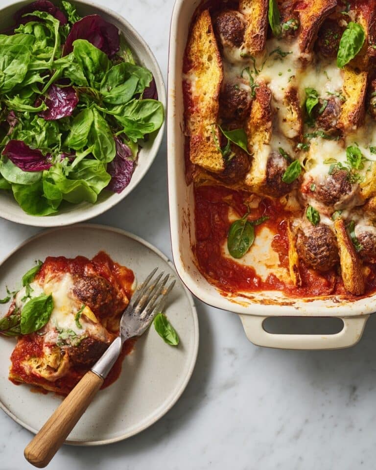 Meatballs with Tomato Sauce, Garlic Bread, and Butter Pudding Recipe