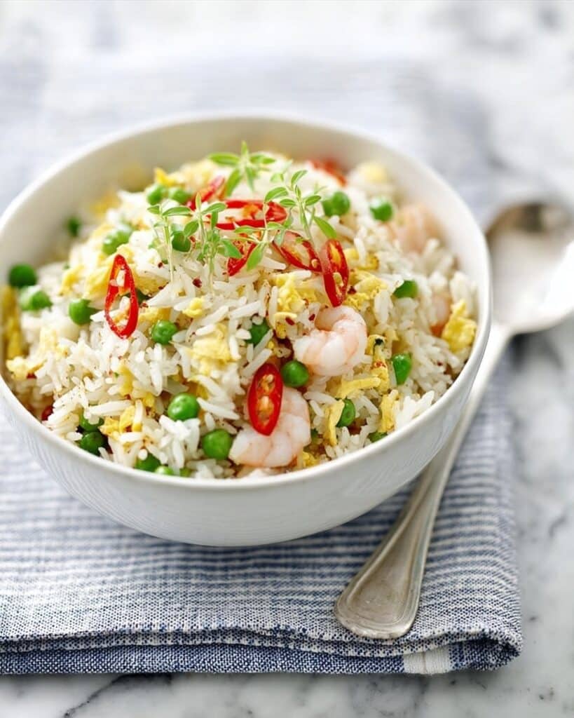 Egg Fried Rice with Prawns and Peas Recipe