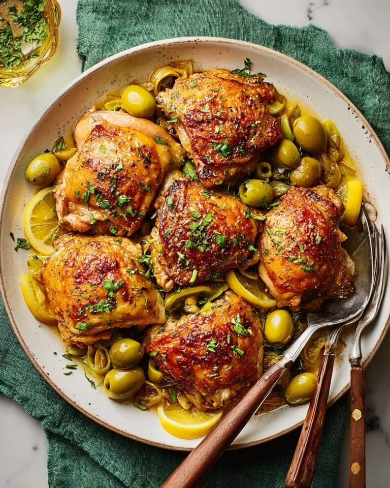 Olive-Brine Chicken with Smashed Olives and Lemon Recipe