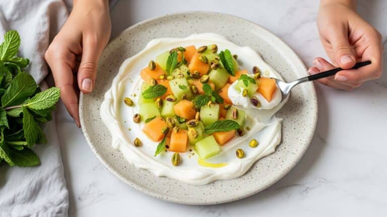 Melon with Honey Yogurt and Pistachios Recipe