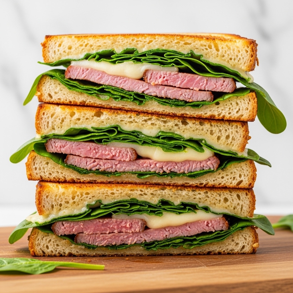 Oven Baked Steak and Arugula Sandwich Recipe