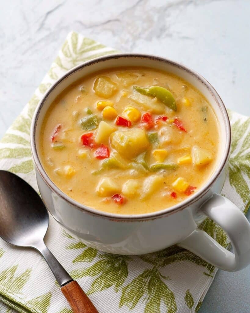 Corn & Split Pea Chowder with Ginger, Chili, and Coconut Yogurt Recipe