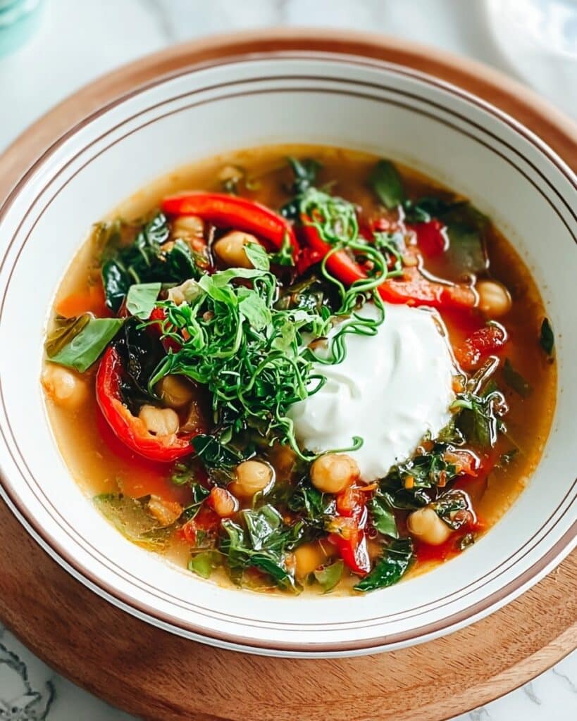 Chickpea Tagine Soup with Roasted Peppers and Apricots Recipe