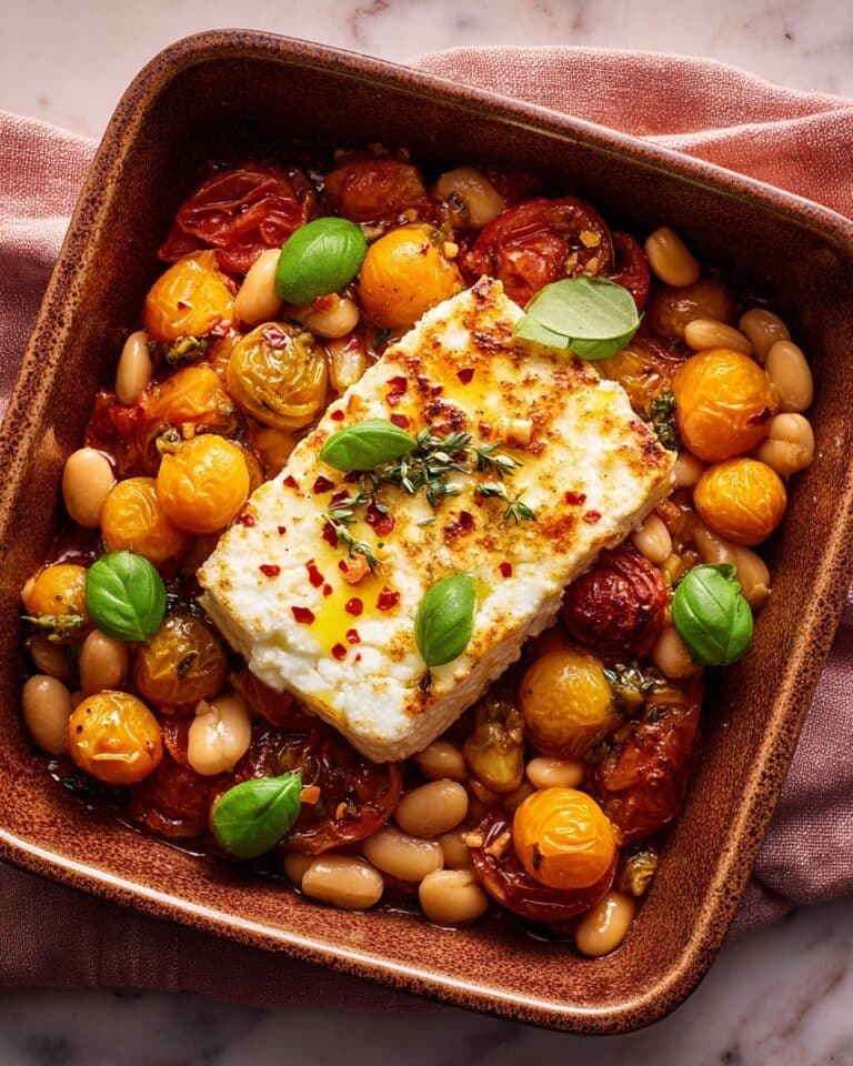One-Pan Baked Feta with Summer Tomatoes, Oregano & Butter Beans Recipe