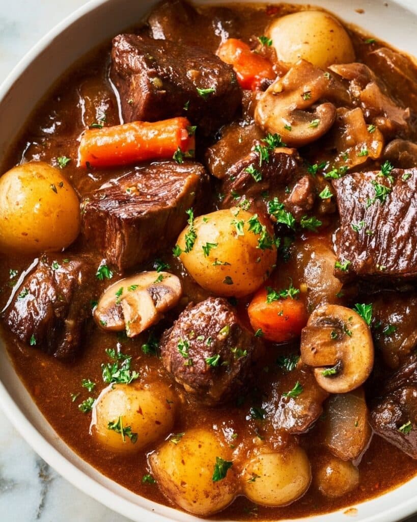 Hearty Beef Stew with Root Vegetables and Red Wine Recipe