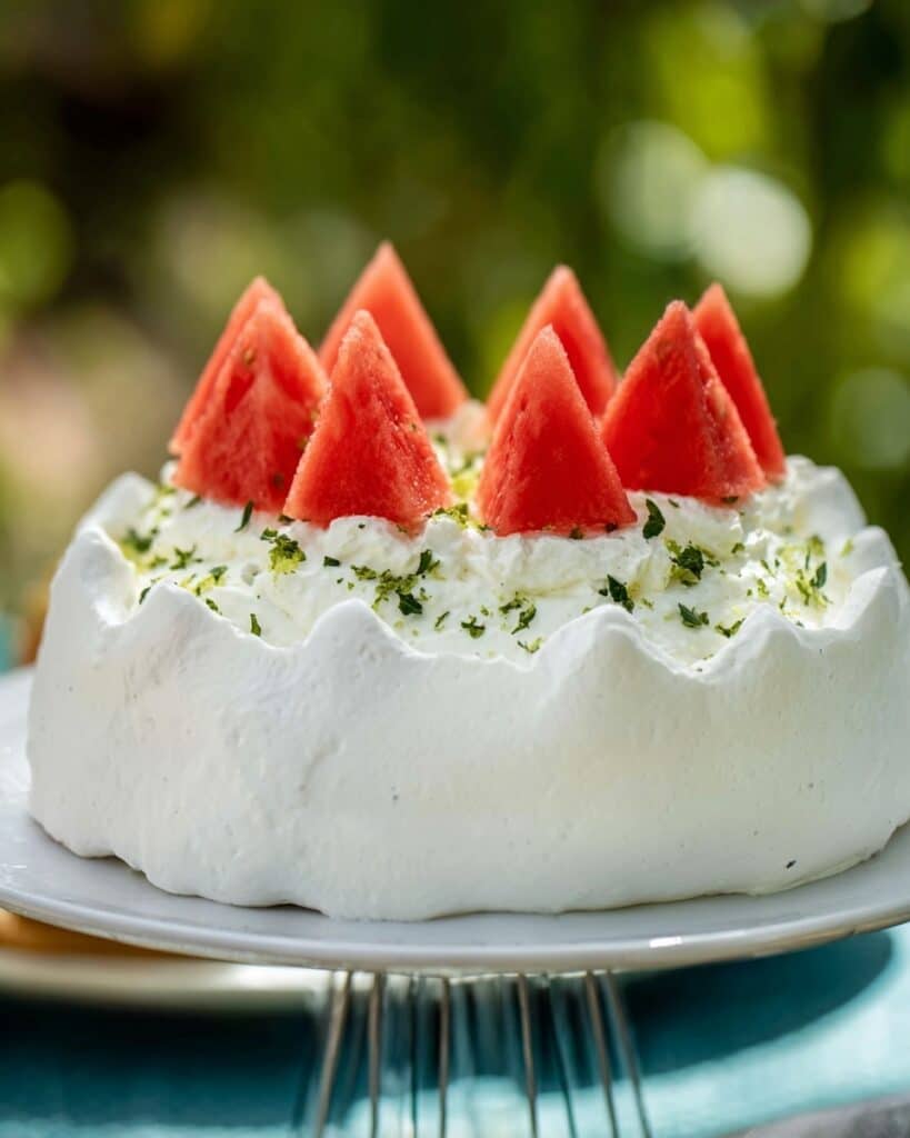 Watermelon, Lime and Mint Sugar Pavlova Recipe