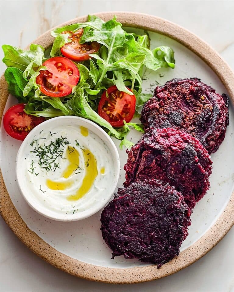 Beetroot Latkes with Mint Yogurt and Rocket Salad Recipe