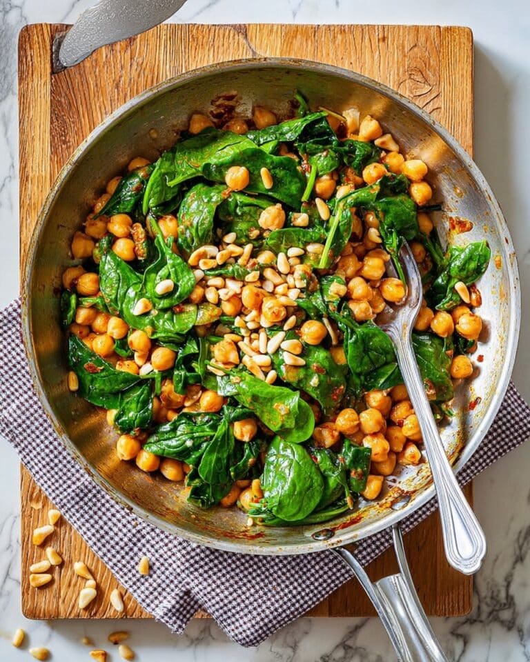 Spinach with Chickpeas, Pine Nuts & Raisins Recipe