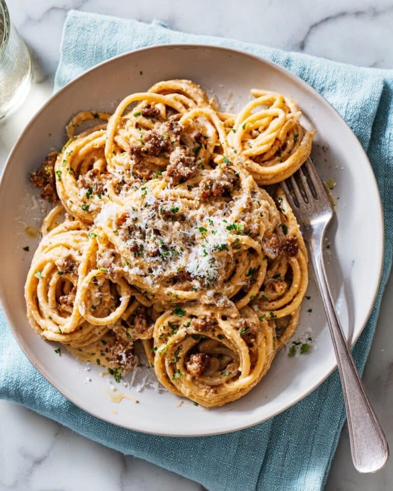 Bucatini with Mushrooms & Sausage Recipe