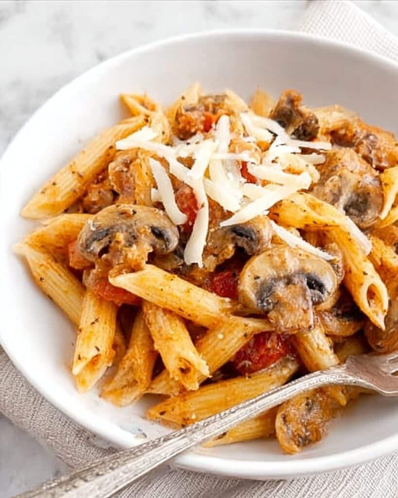 Quick Sausage Bolognese with Mushrooms and Parmesan Recipe