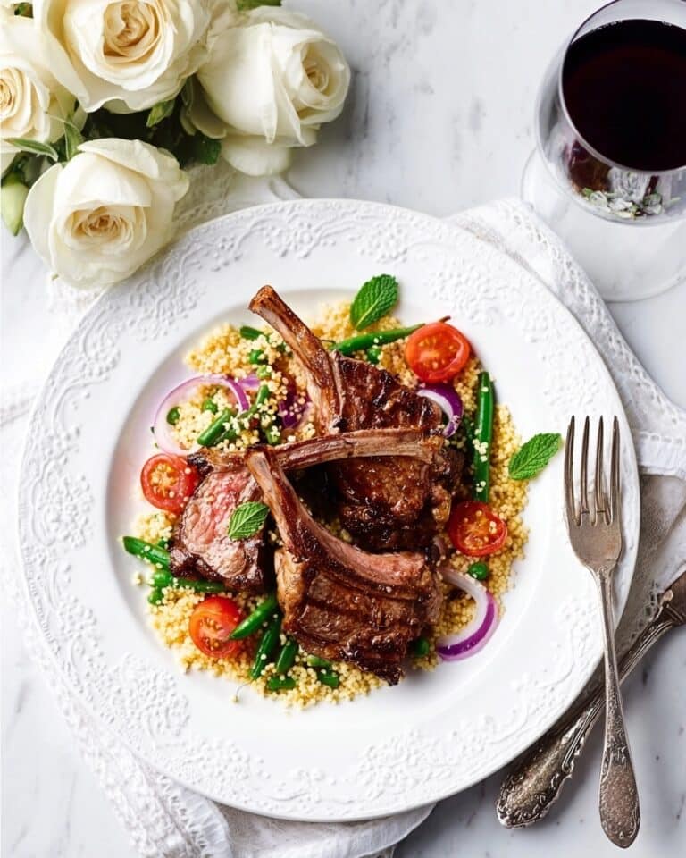 Sticky Fig Lamb Cutlets with Warm Bean & Couscous Salad Recipe