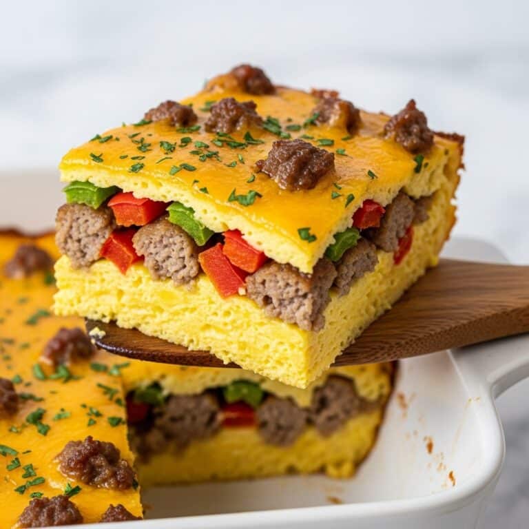 Hashbrown Breakfast Casserole with Sausage, Eggs, and Cheddar Recipe