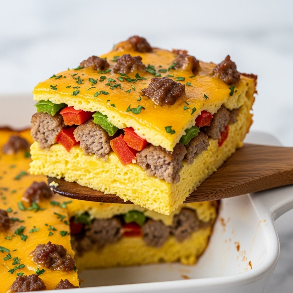 Hashbrown Breakfast Casserole with Sausage, Eggs, and Cheddar Recipe