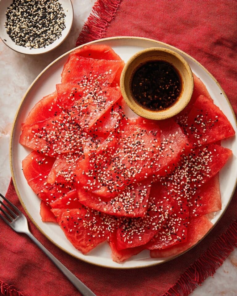 Baked Watermelon Sashimi with Sesame Soy Dipping Sauce Recipe