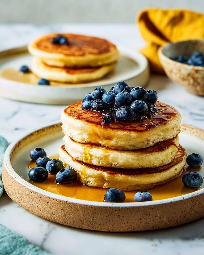 American Buckwheat Pancakes with Blueberries and Maple Syrup Recipe